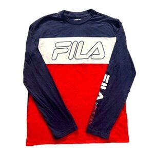 FILA Youth Large Boys 14/16 Long Sleeved Navy Red White Shirt Top